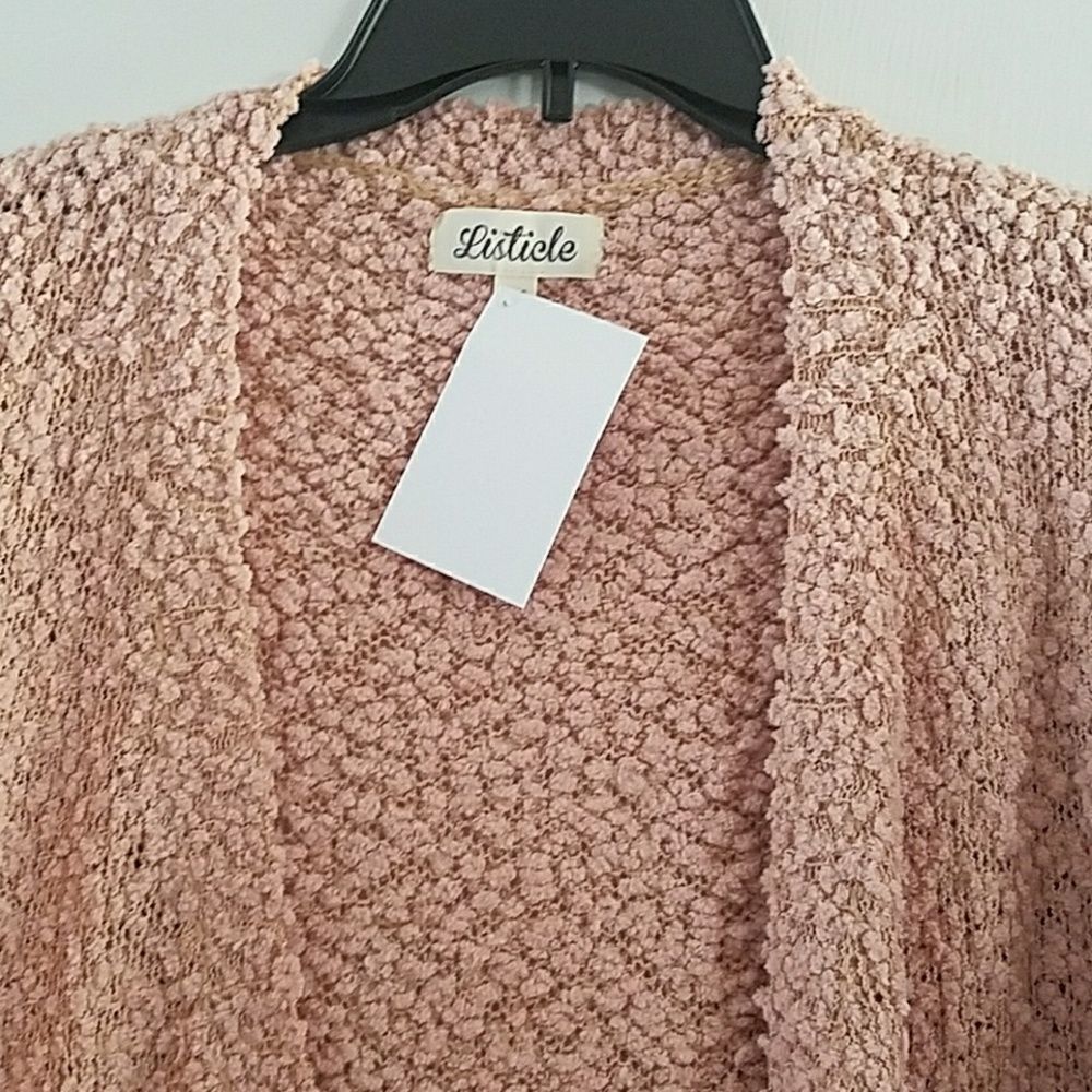SALE $39! Peach Popcorn Cardi - Picture 3 of 4